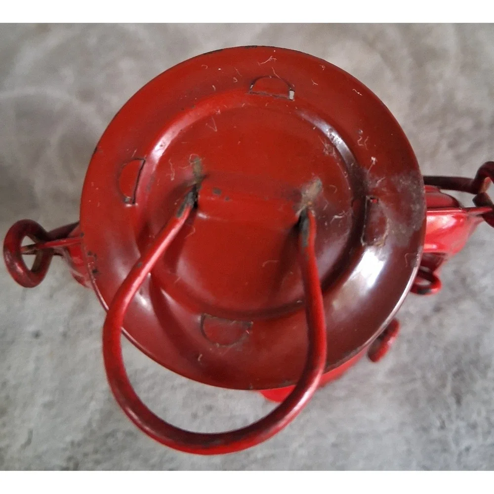 Vtg Winged Wheel No 350 Red Kerosene Lantern Japan Hurricane Lamp Lightly Used